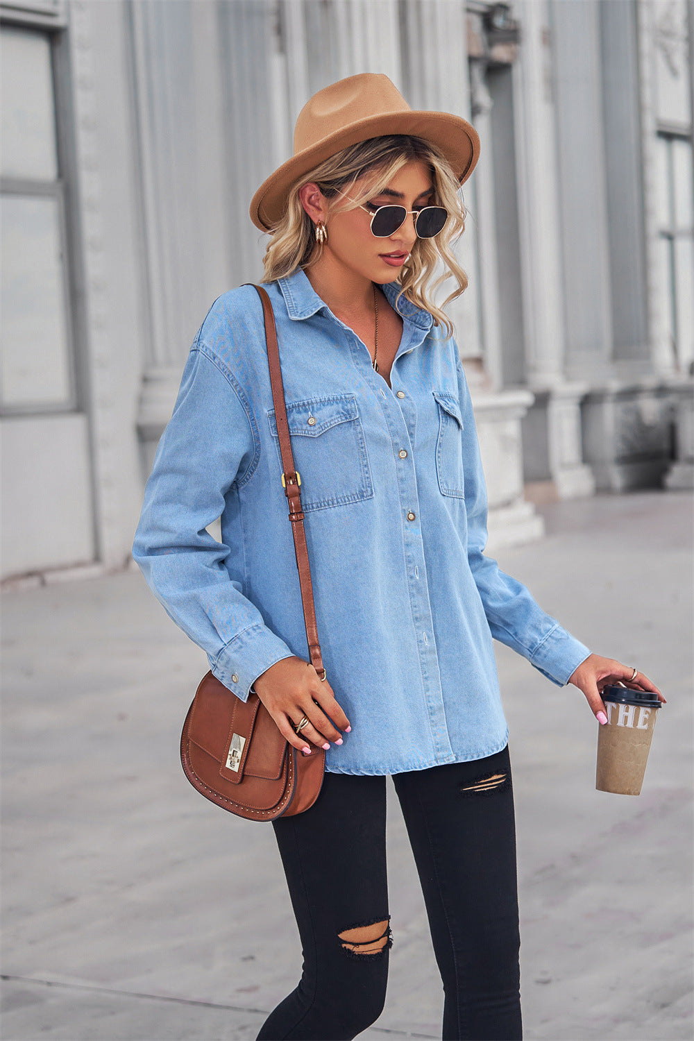 Long Sleeve Denim Top