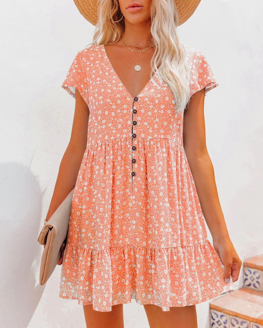 V-Neck Mini Dress