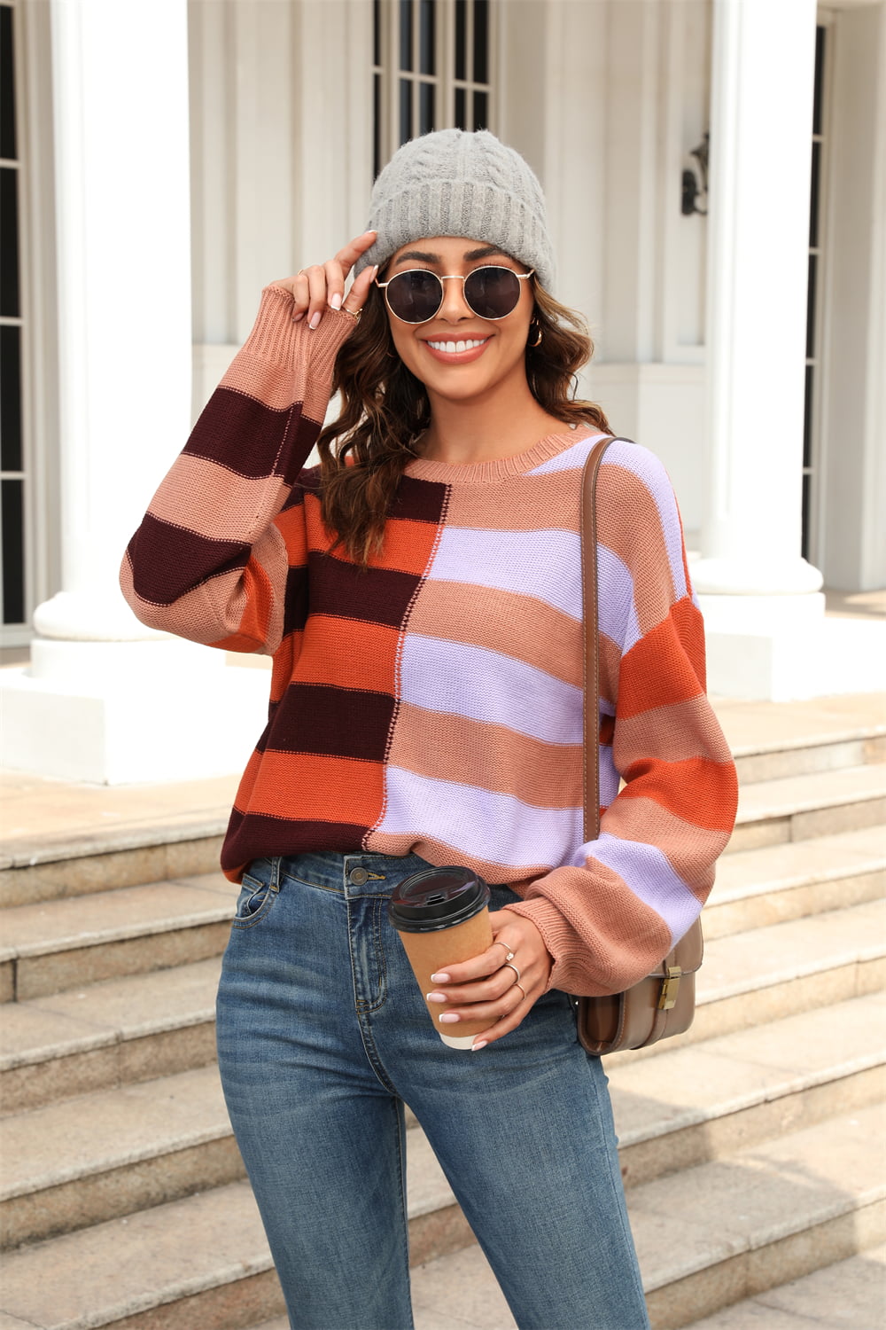 Lined Color Block Sweater