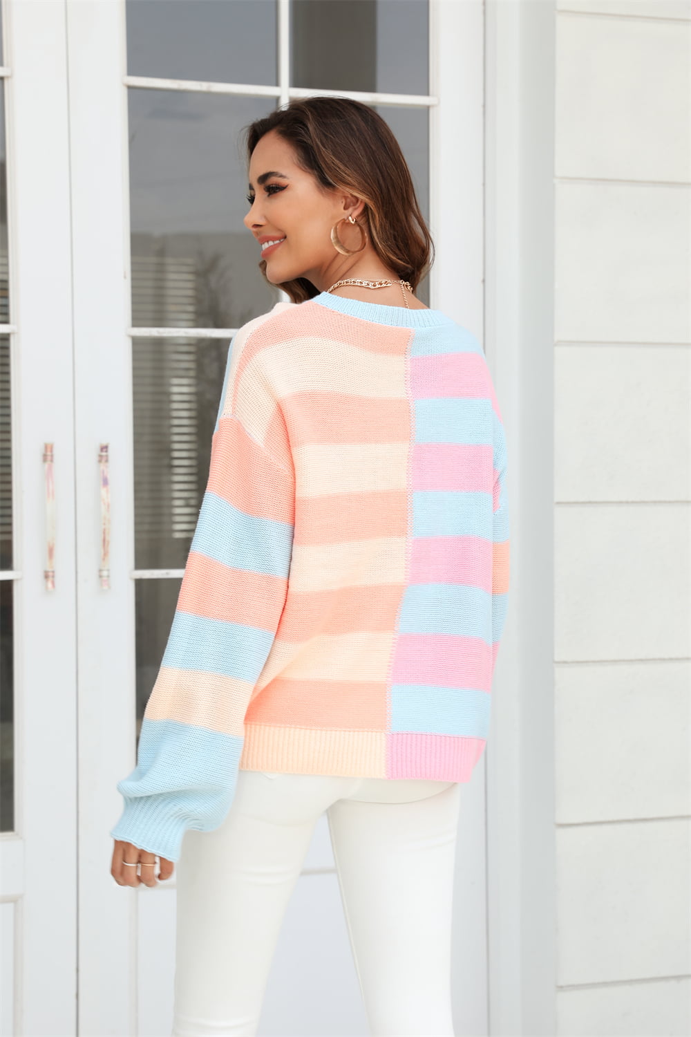 Lined Color Block Sweater
