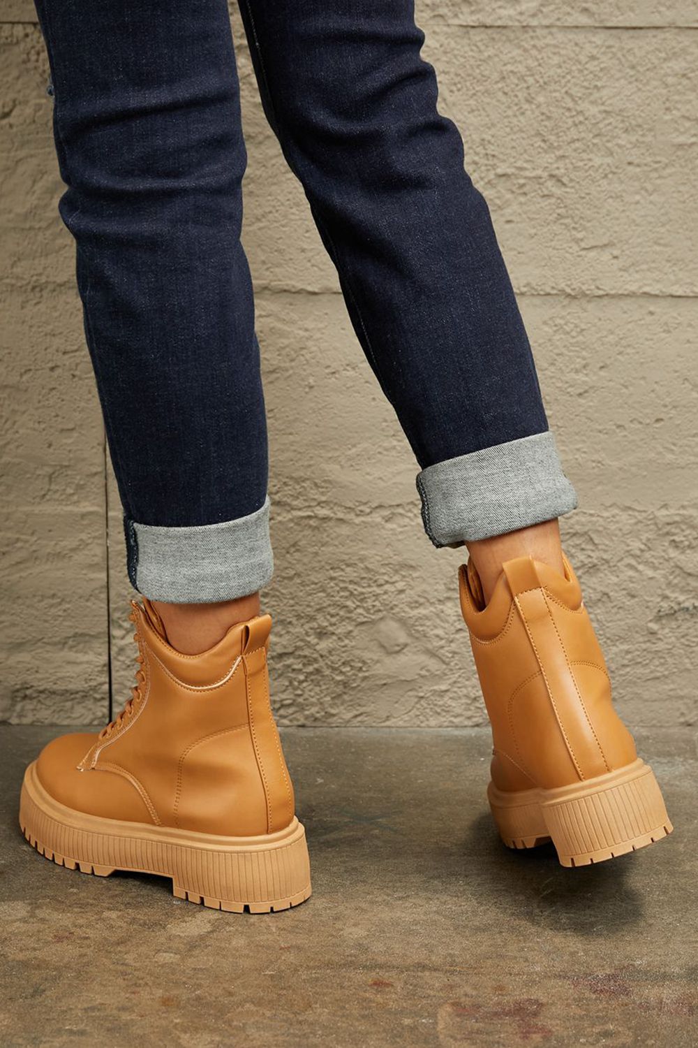 Platform Combat Boots Caramel