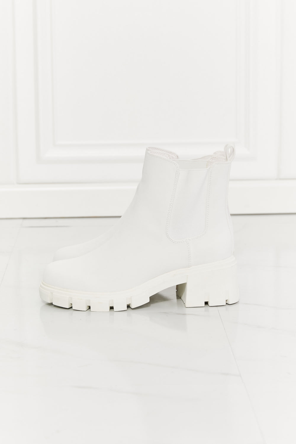 Matte Lug Sole Boots White