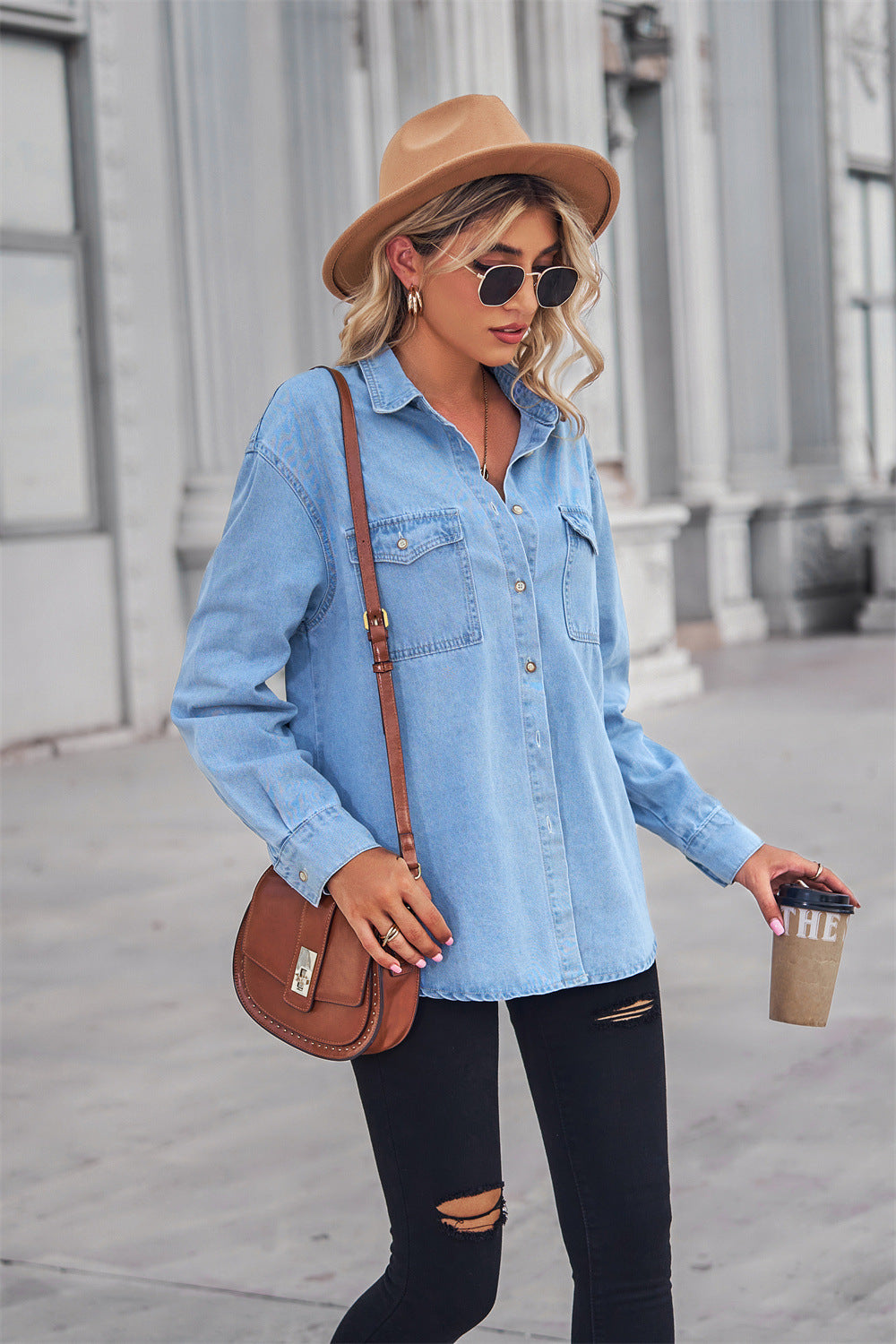 Long Sleeve Denim Top