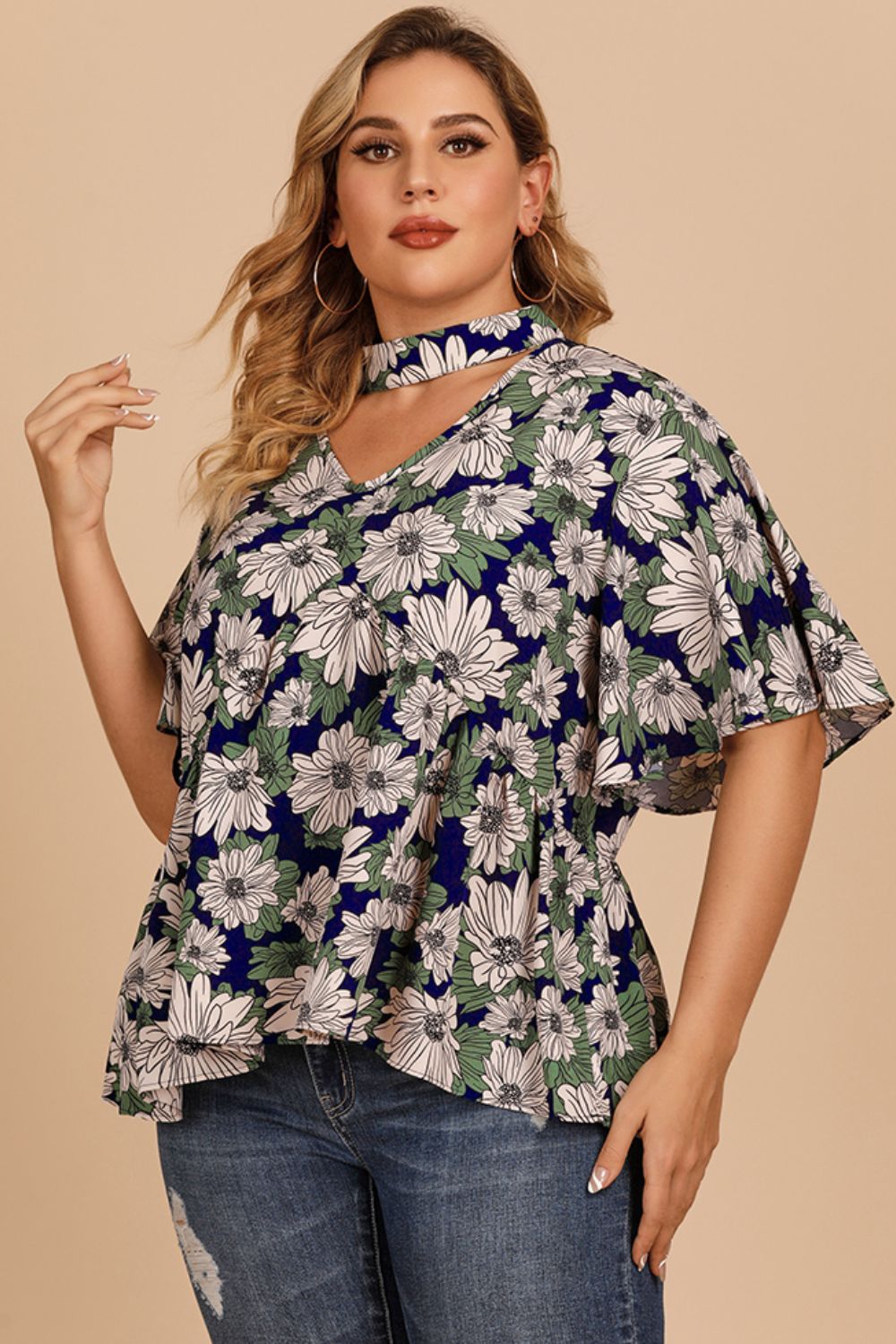 Plus Size Floral Blouse