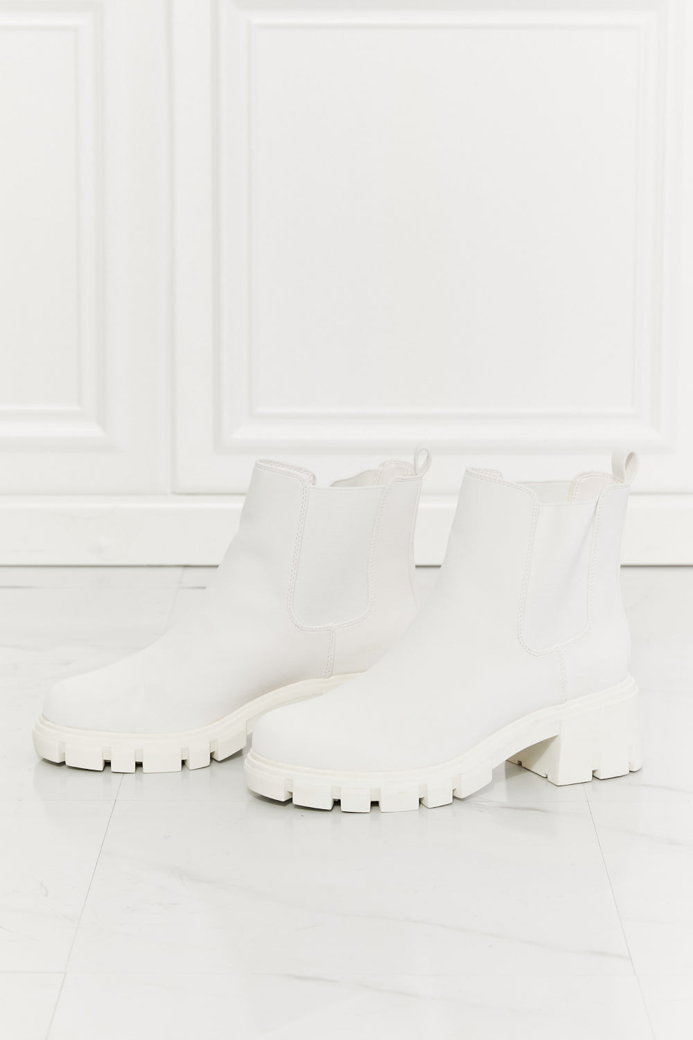 Matte Lug Sole Boots White