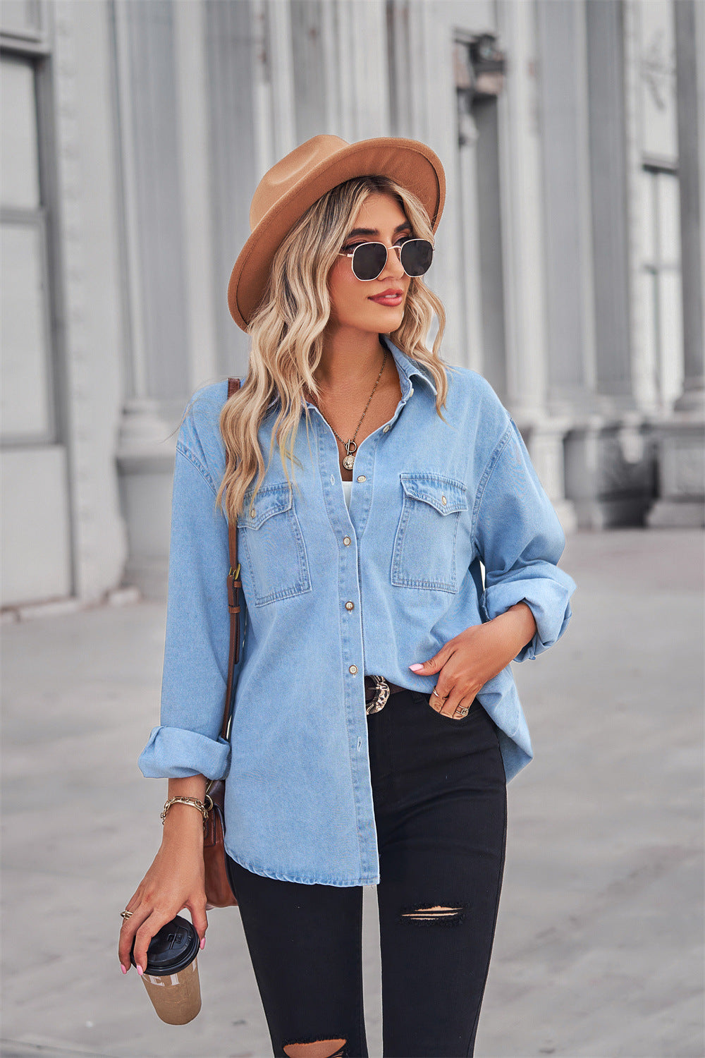 Long Sleeve Denim Top