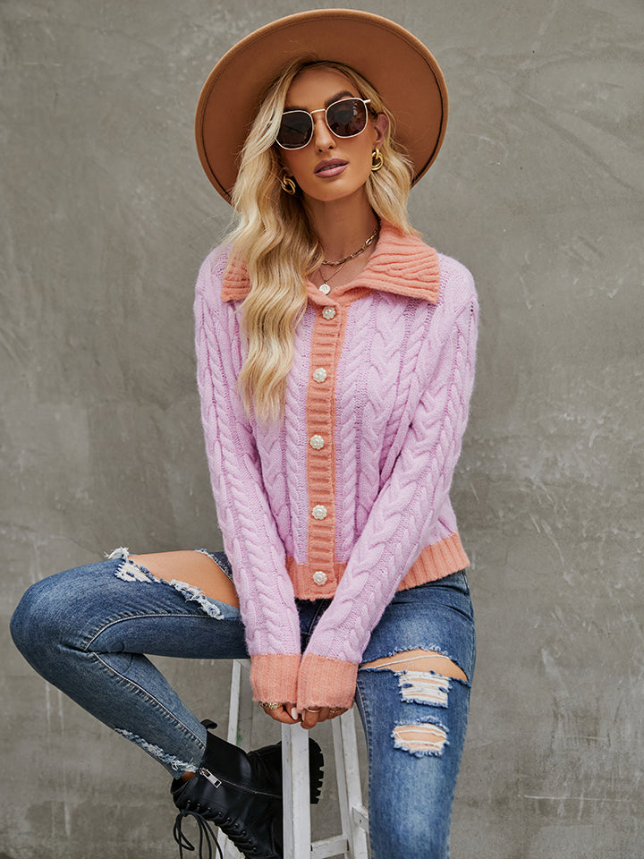 Collared Long Sleeve Cardigan