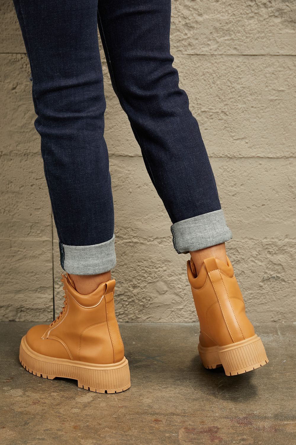 Platform Combat Boots Caramel