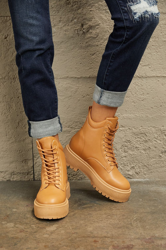 Platform Combat Boots Caramel