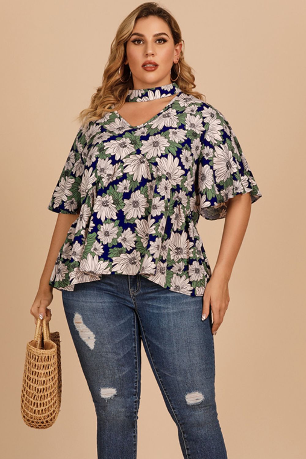 Plus Size Floral Blouse