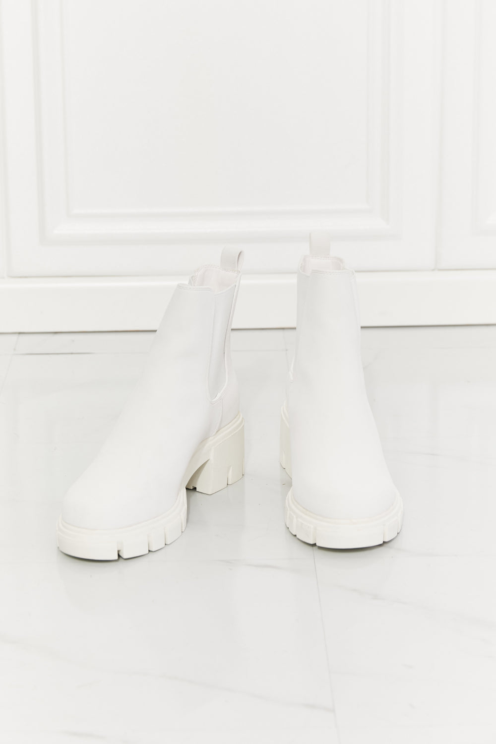 Matte Lug Sole Boots White