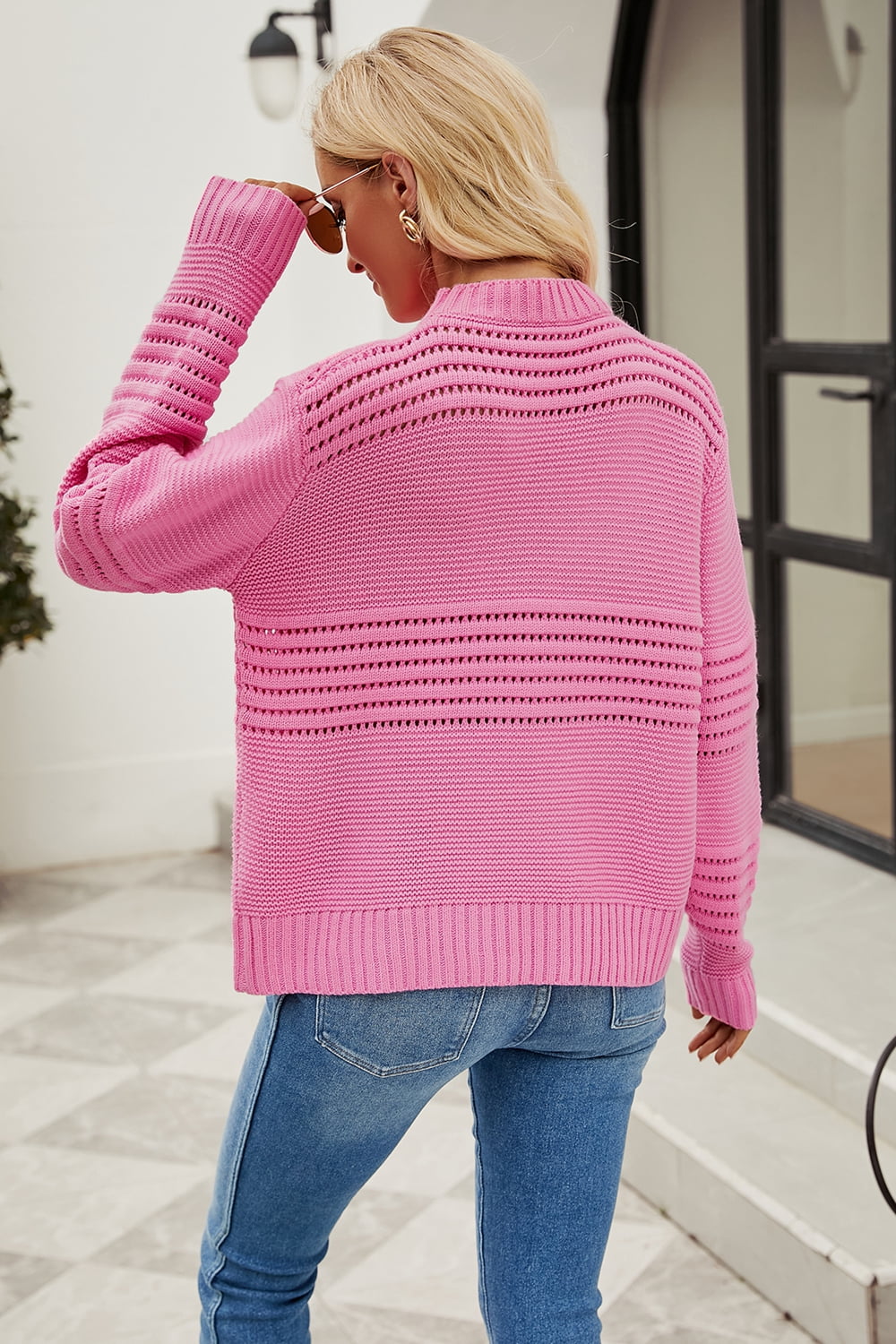 Openwork Pink Sweater