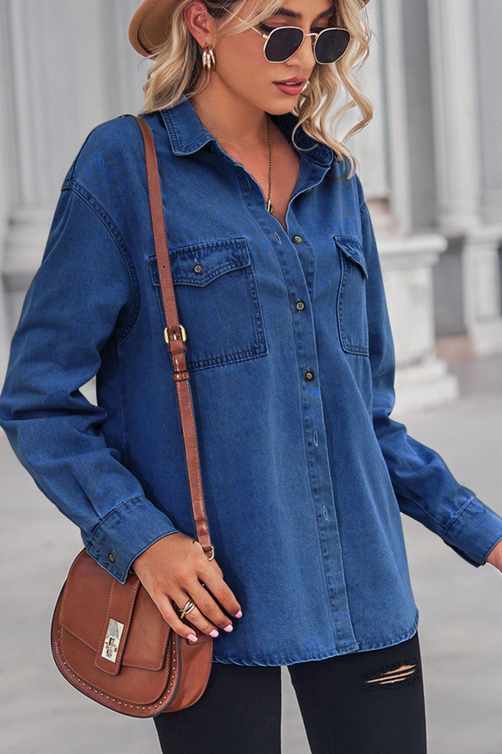 Long Sleeve Denim Top