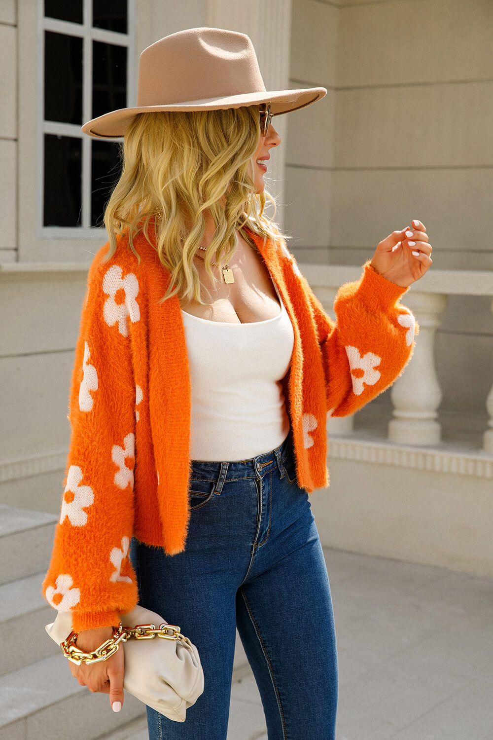 Floral Fuzzy Cardigan